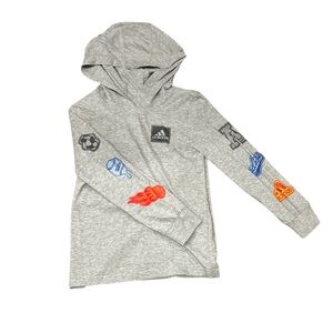 Adidas Kids Gray Hoodie with Colorful Graphics